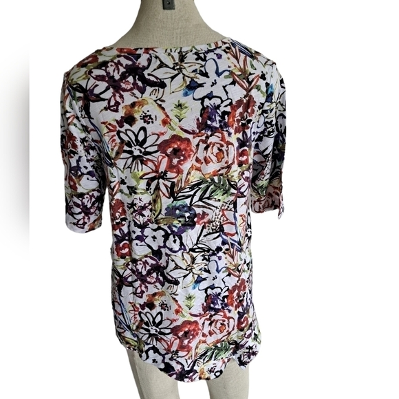 HABITAT clothes to live in abstract colorful tunic top short sleeve cotton SM - Picture 2 of 4